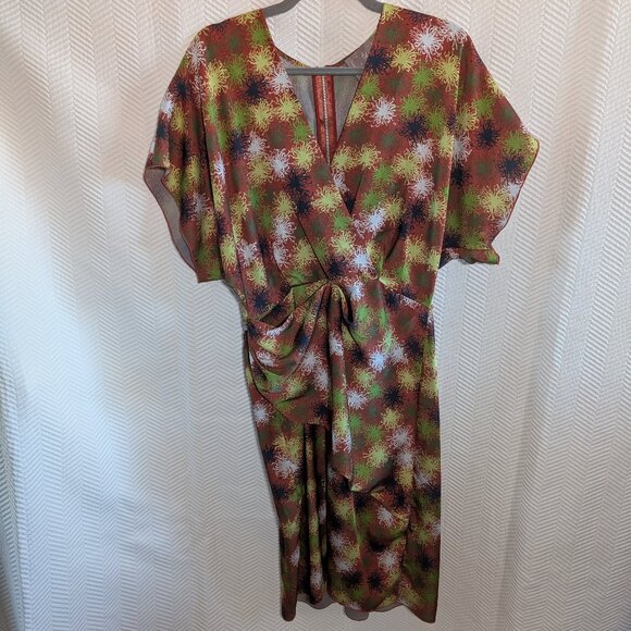 Costello Tagliapietra Designer Wrap Dress Draped Satin Exposed Zipper Size 10 - Picture 5 of 14